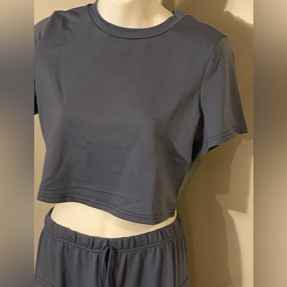 Simple Solid Short Sleeve Lounge Set - Picture 12 of 13